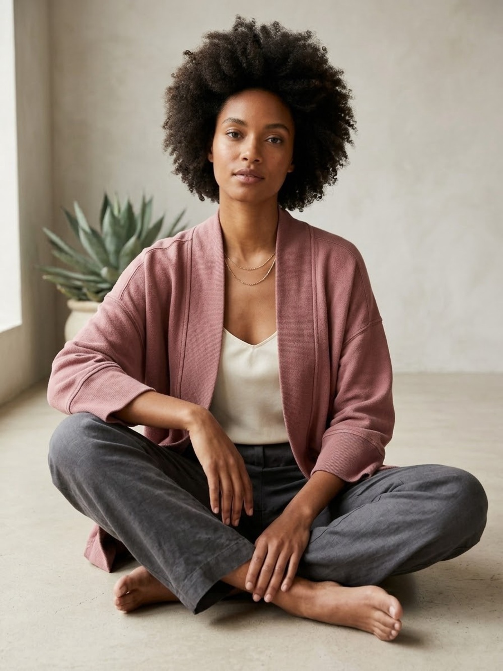 Athleta Lotus Jacket Cardigan Poncho Soft dusty rose L/XL.